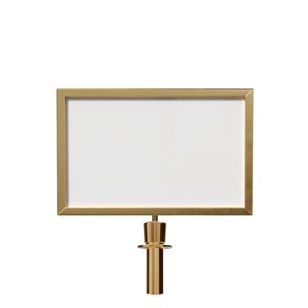 Stanchion Post Top Sign Frame 14x22 V Satin Brass, PLEASE..SEATED